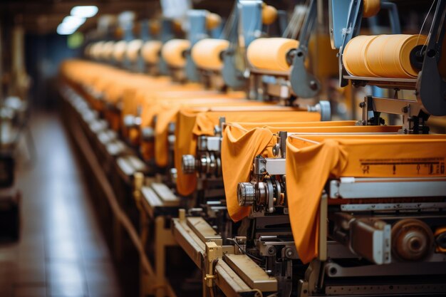 Photo of inside textile factory line production view