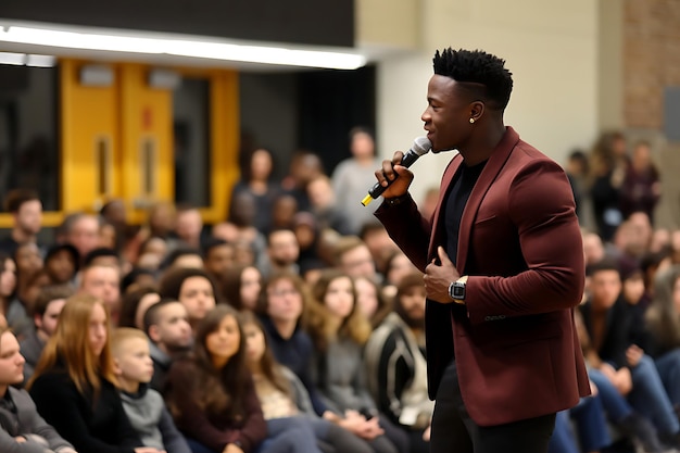 Photo of Inspirational Speaker at a School Assembly