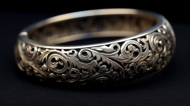 A Photo of Intricate Silver Bangle with Filigree