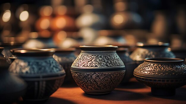 Photo a photo of intricately designed handcrafted potter