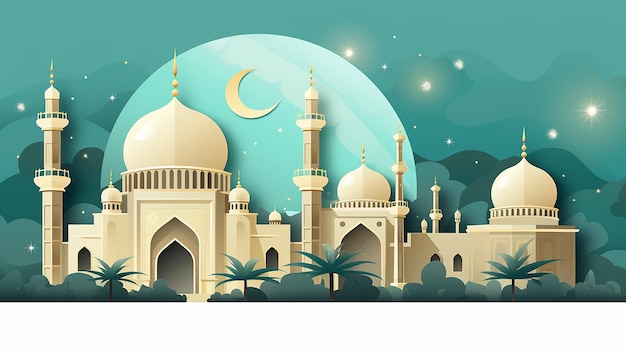 Photo islamic decoration background with crescent