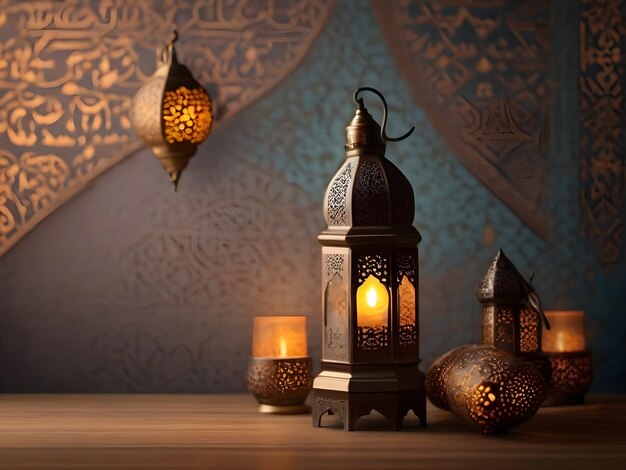 Photo Islamic ramadan a lamp with the word ramadan on it