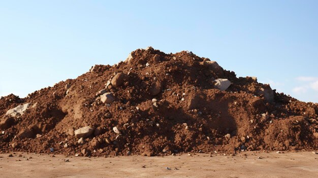 A photo of an isolated pile of gravel and dirt on a construction site