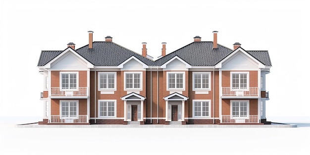 Photo of Isolated Quadruplex House on White Background