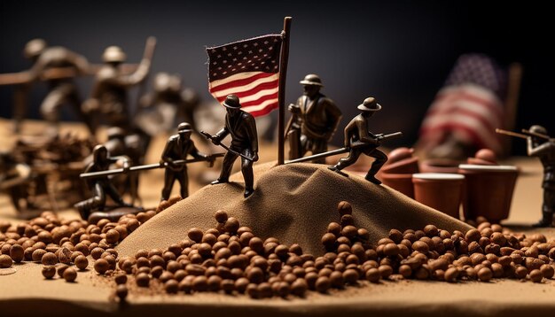 Photo photo of iwo jima memorial but substitute toy soldiers raising the american flag