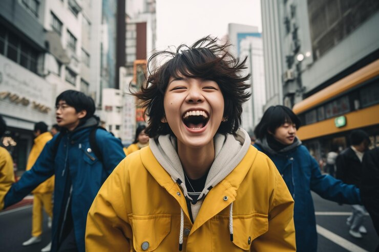 Photo 일본 사진 십대 사람이 도시에서 재미를