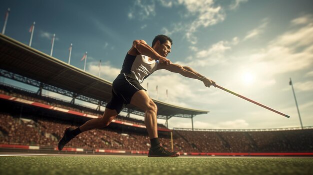 Photo a photo of a javelin thrower in action