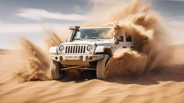 Photo of jeep driving in the desert