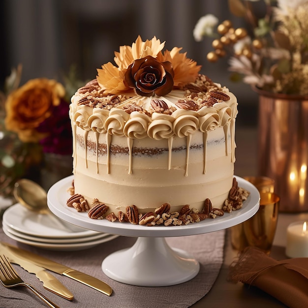 おいしいチョコレートケーキの楽しい誕生日のお祝いの写真生成AI