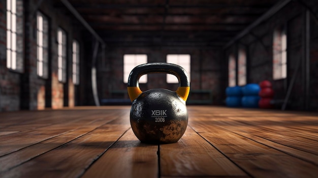 A photo of a kettle bell in a gym setting