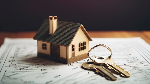 A Photo of a Key and House Model on Financial Planning Guide