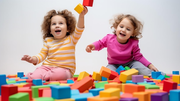 Photo of Kids playing with building blocks