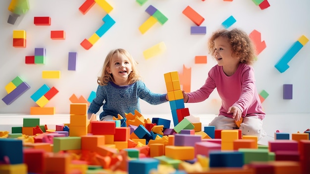 Photo of kids playing with building boxes