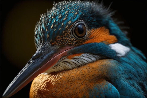 Photo of a Kingfisher With Black Background