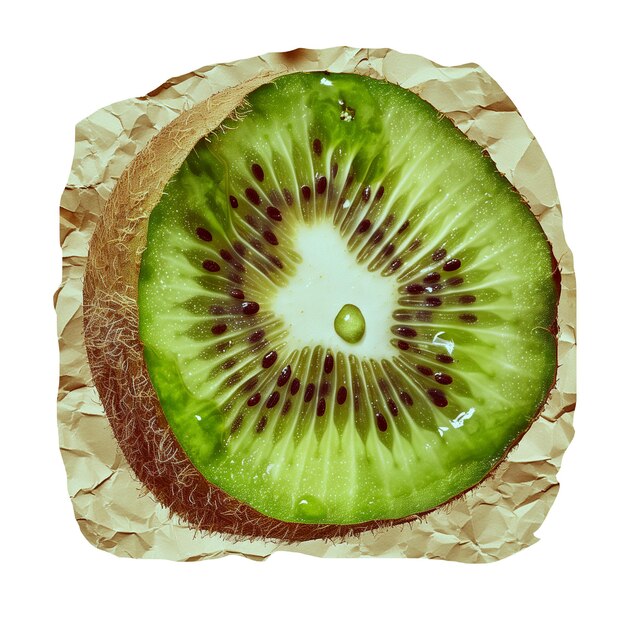 Photo photo of kiwi fruit on crumpled paper faded colors