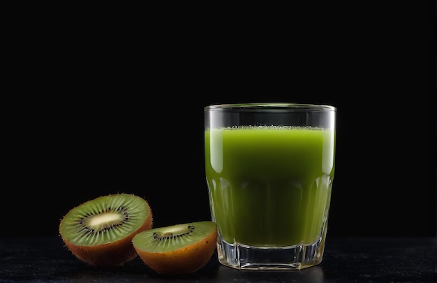 Photo photo of a kiwi juice with pieces of beet isolated on smooth background