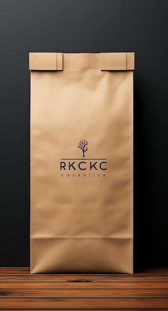 Photo photo of kraft paper bag rectangular shape natural earthy tones recyc concept design handcraft art