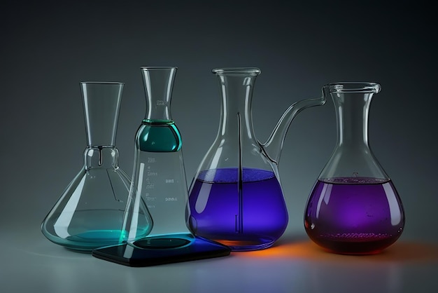 Photo laboratory glassware on light background