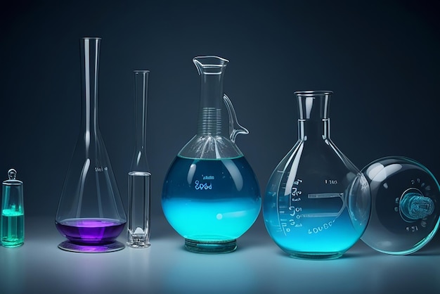 Photo laboratory glassware on light background