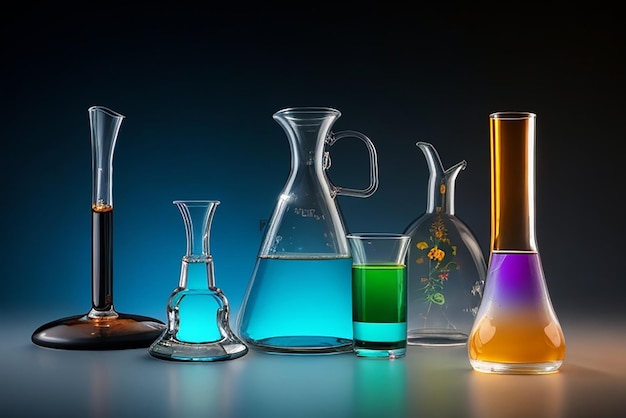 Photo laboratory glassware on light background