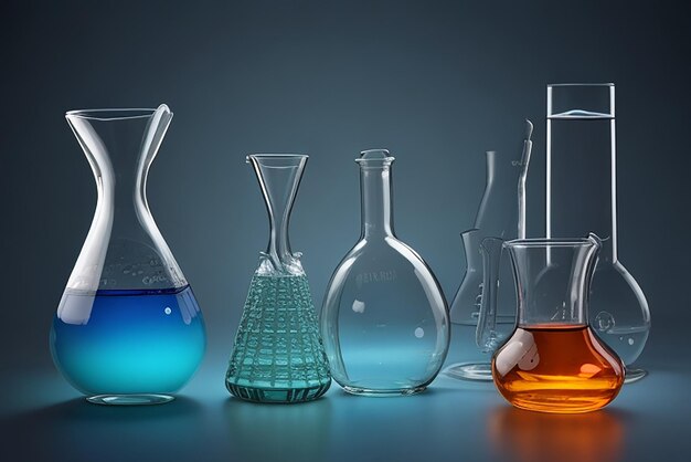 Photo laboratory glassware on light background