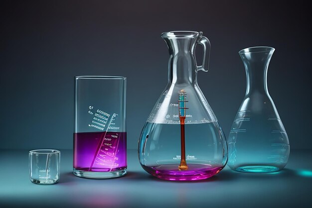 Photo laboratory glassware on light background