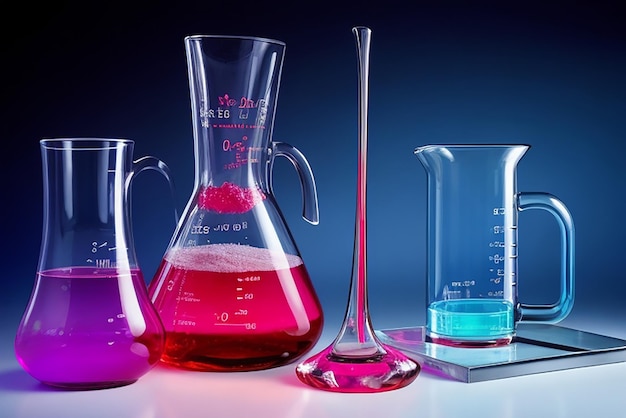 Photo laboratory glassware on light background