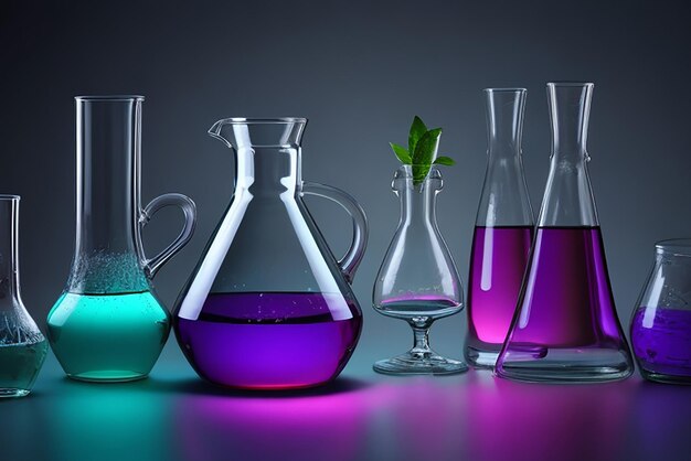 Photo laboratory glassware on light background