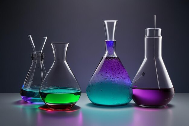 Photo laboratory glassware on light background