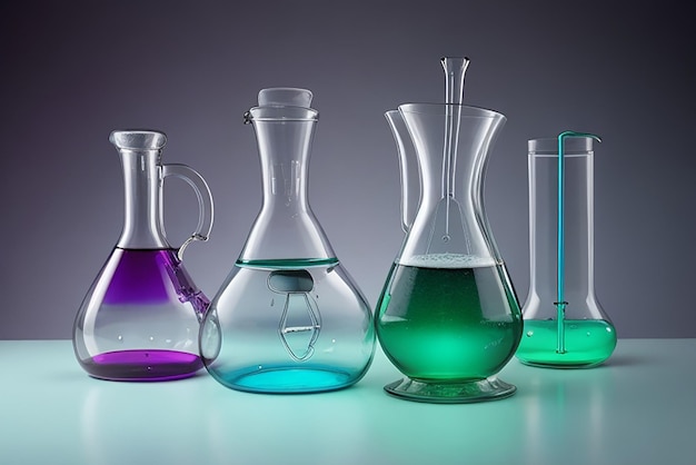 Photo laboratory glassware on light background