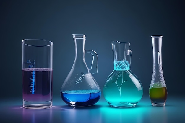 Photo laboratory glassware on light background
