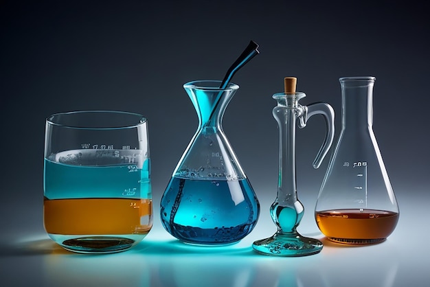 Photo laboratory glassware on light background