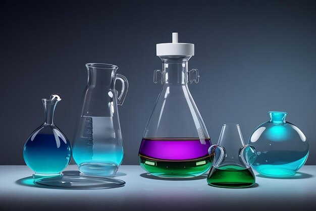 Photo laboratory glassware on light background