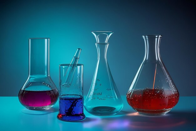 Photo laboratory glassware on light background