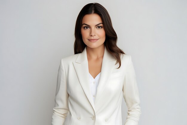 Photo photo of a lady smiling on white studio background