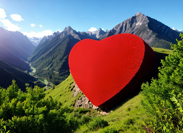 Foto foto lago nella foresta a forma di cuore