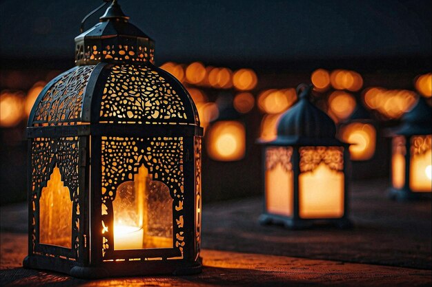 Photo a lantern with the words ramadan on it