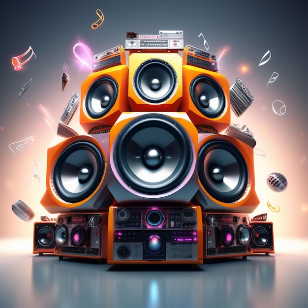 Photo a large music speakers 3d illustration