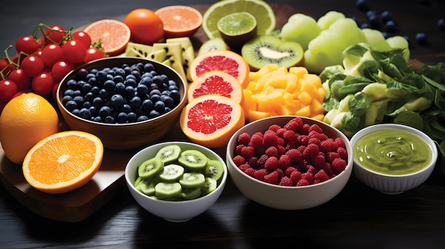 Photo of a large number of fruits on the table