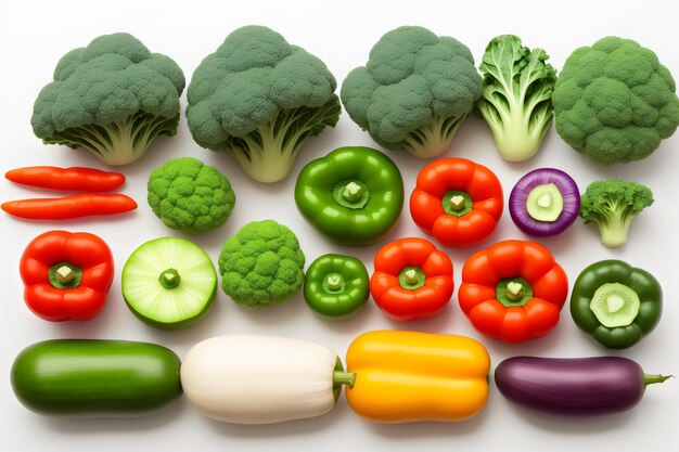 photo large set of isolated vegetables on a white background