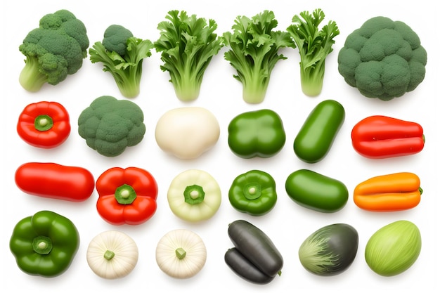 Photo photo large set of isolated vegetables on a white background