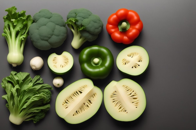 Photo photo large set of isolated vegetables on a white background