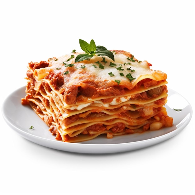 Photo of Lasagna with no background with white back
