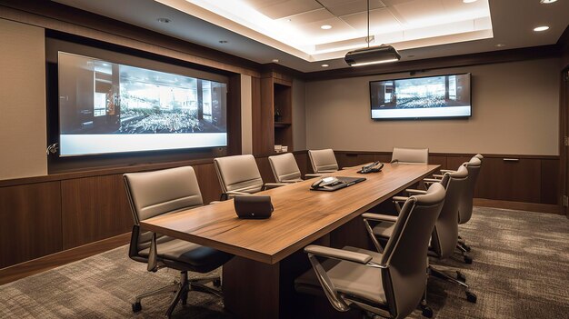 Фото конференц-зала юридической фирмы с видеоконференциями