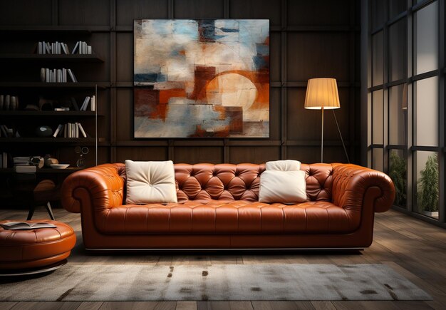 Photo leather sofa studio room