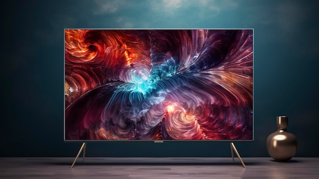 A photo of an LED TV screen with vibrant visual effects