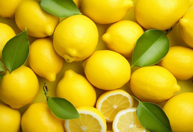 Photo of lemon fruit ripe lemon lemon background and lemon tree