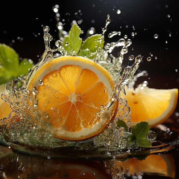 photo of lemon with water splash