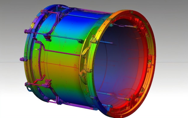 A photo of a lens with a rainbow colored lens.