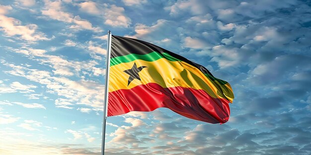 Photo of Light Ghana Flag on White Background